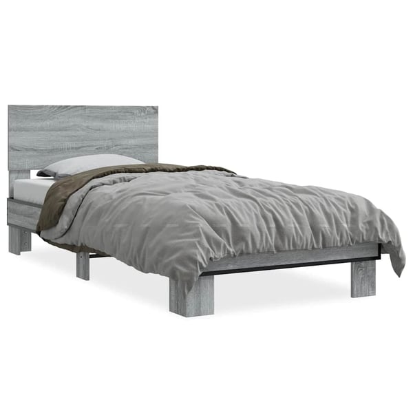 vidaXL Sengeramme grå sonoma 75x190 cm konstruert tre og metall