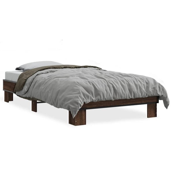 vidaXL Sengeramme brun eik 90x190 cm konstruert tre og metall