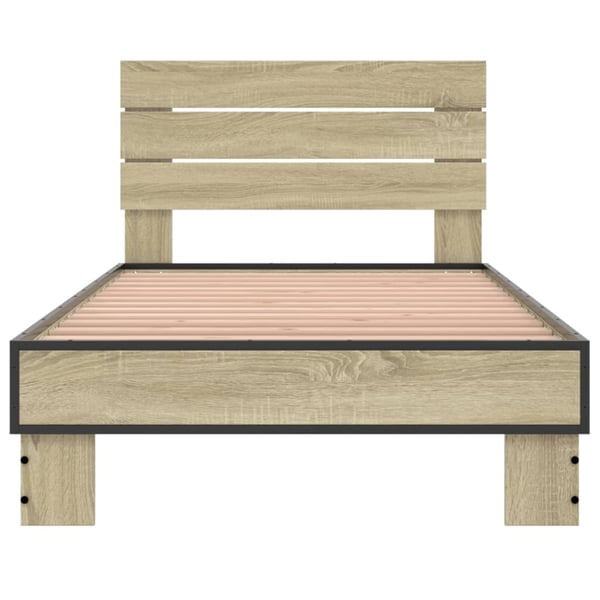 vidaXL sengeramme 75x190 cm konstrueret træ og metal sonoma-eg