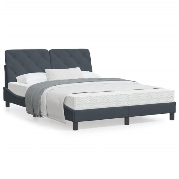 vidaXL sengeramme med LED uden madras 120x200 cm velour mørkegrå