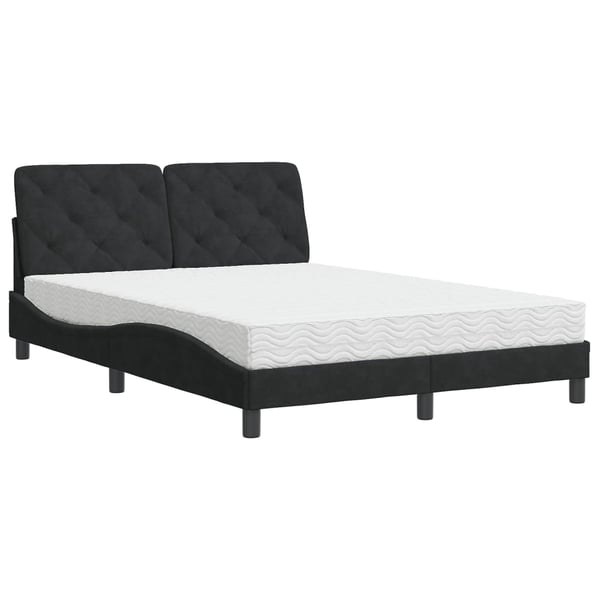 vidaXL seng med madras 120x200 cm velour sort