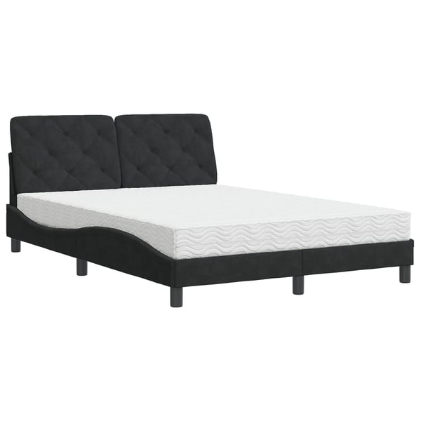 vidaXL seng med madras 120x200 cm velour sort