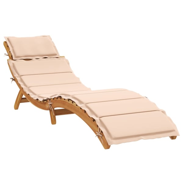 vidaXL liggestole med hynder 2 stk. massivt akacietræ beige