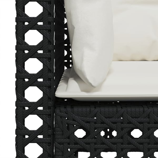 vidaXL 3-personers havesofa med hynder polyrattan sort
