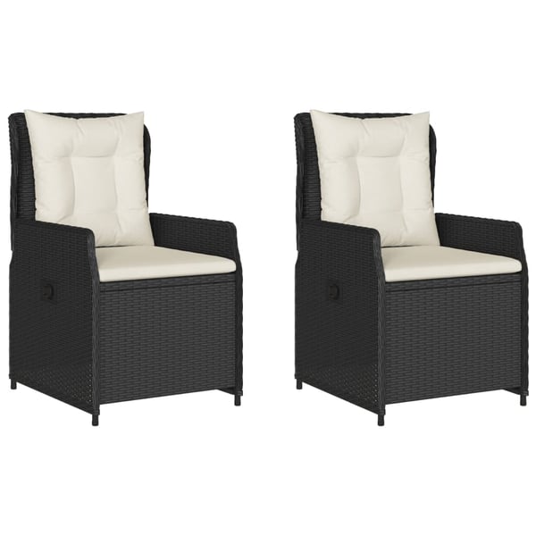 vidaXL havestole 2 stk. med lænefunktion polyrattan sort