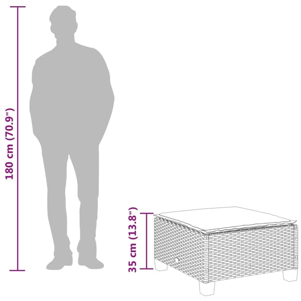 vidaXL haveskammel med hynde 63,5x56x32 cm polyrattan grå