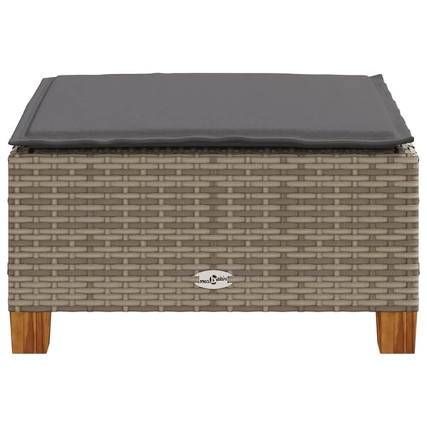 vidaXL haveskammel med hynde 63,5x56x32 cm polyrattan grå