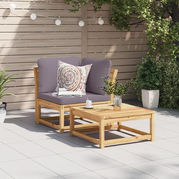 vidaXL hjørnemodul til sofa 73x73x65 cm med hynder massivt akacietræ
