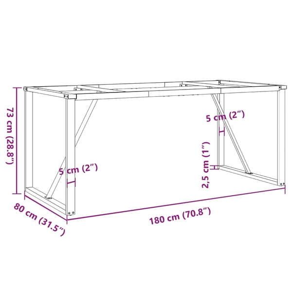 vidaXL Ben for spisebord O-ramme 180x80x73 cm stål