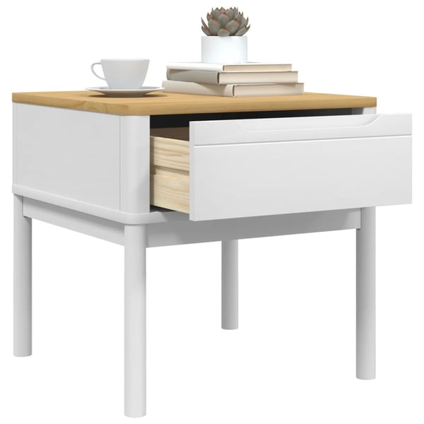 vidaXL lampebord FLORO 55x55x54 cm massivt fyrretræ hvid