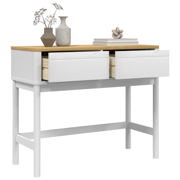 vidaXL Salongbord FLORO hvit 89,5x36,5x73 cm heltre furu