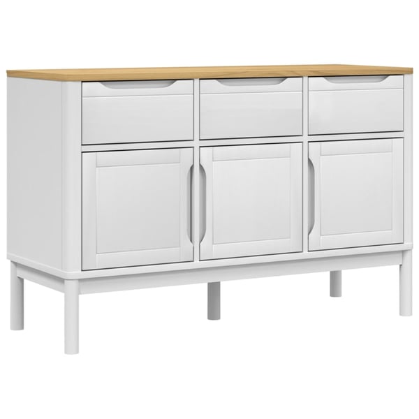 vidaXL Skjenk FLORO hvit 114x43x74 cm heltre furu