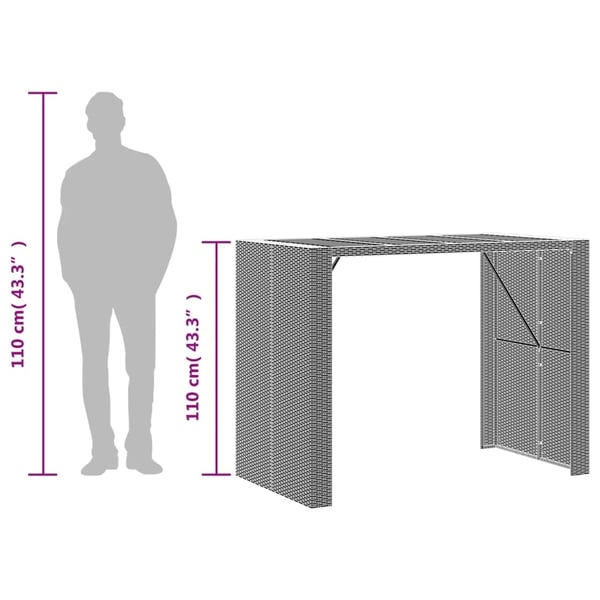 vidaXL Barbord med topp i akasie svart 145x80x110 cm polyrotting