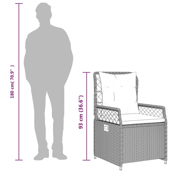 vidaXL spisebordssæt til haven 7 dele med hynder polyrattan beige