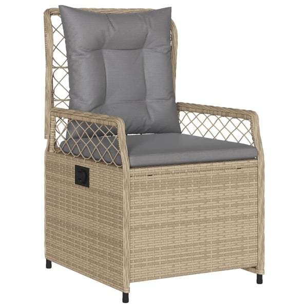 vidaXL spisebordssæt til haven 9 dele med hynder polyrattan beige