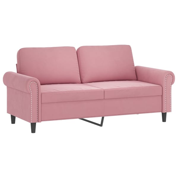 vidaXL Soffgrupp med dynor 3 delar rosa sammet