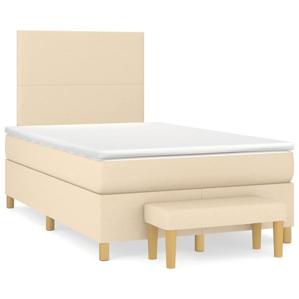 vidaXL kontinentalseng med madras 120x190 cm stof cremefarvet
