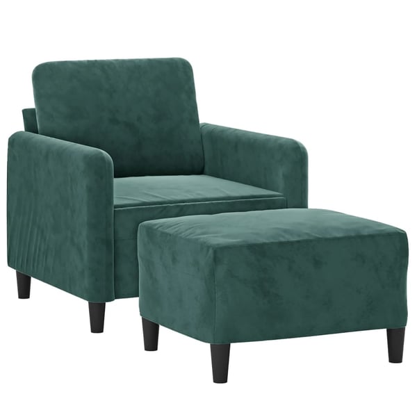 vidaXL sofastol med fodskammel 60 cm velour mørkegrøn
