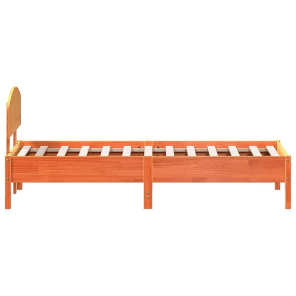vidaXL sengeramme uden madras 75x190 cm massivt fyrretræ gyldenbrun