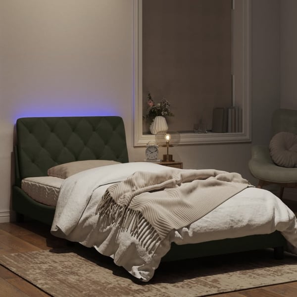 vidaXL sengeramme med LED uden madras 100x200 cm velour lysegrå