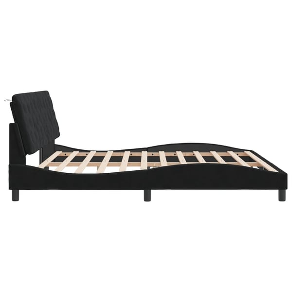 vidaXL sengeramme med LED uden madras 200x200 cm velour sort