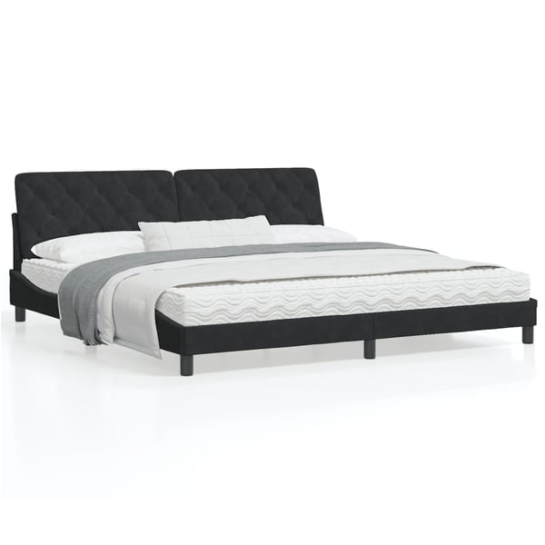 vidaXL sengeramme med LED uden madras 200x200 cm velour sort