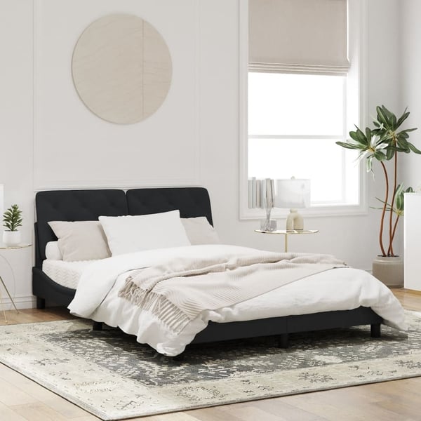 vidaXL sengeramme med LED uden madras 160x200 cm velour sort