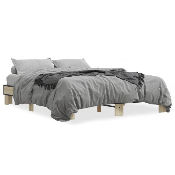 vidaXL Sengeramme sonoma eik 150x200 cm konstruert tre og metall