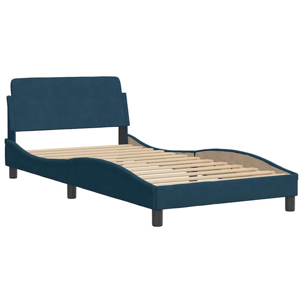 vidaXL sengeramme uden madras 100x200 cm fløjl blå
