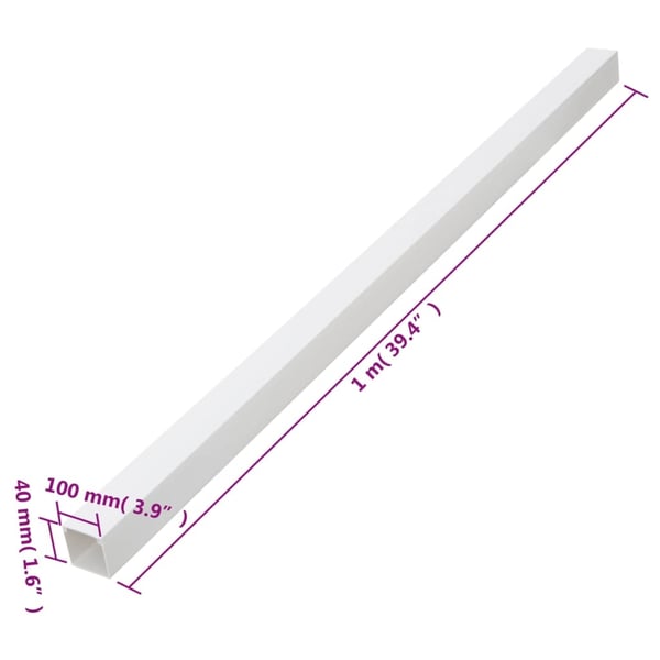 vidaXL Kabelkanaler 100x40 mm 10 m PVC