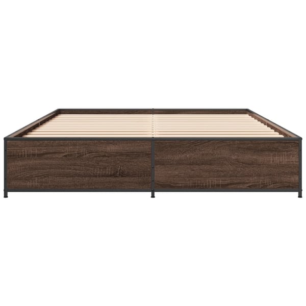 vidaXL sengestel 140x190 cm konstrueret træ og metal brun egetræsfarve