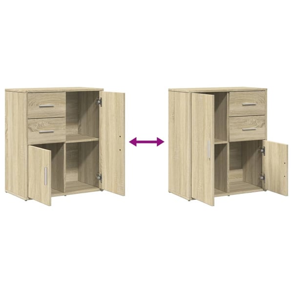 vidaXL Skjenker 2 sonoma eik 60x31x70 cm konstruert tre