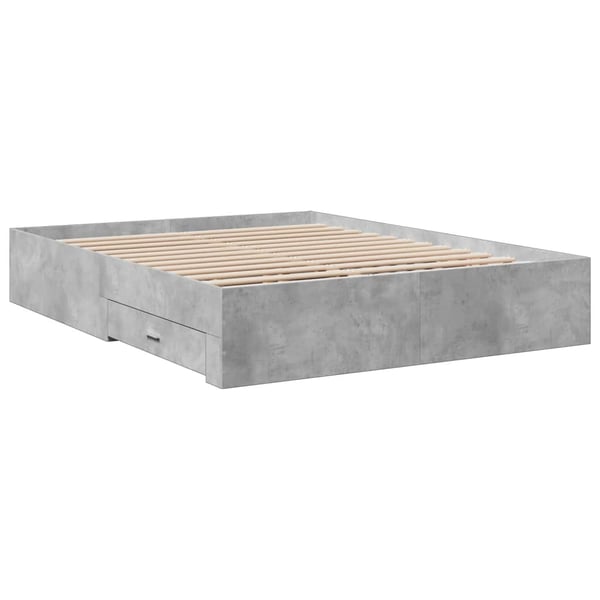 vidaXL Sengeramme med skuffer betonggrå 160x200 cm konstruert tre