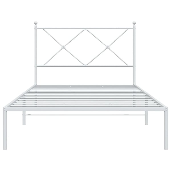 vidaXL Sengeramme i metall med hodegavl hvit 100x200 cm