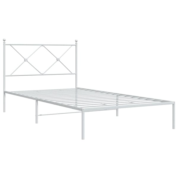 vidaXL Sengeramme i metall med hodegavl hvit 100x200 cm