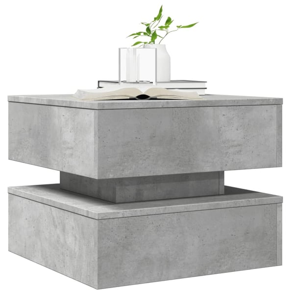 vidaXL Salongbord med LED-lys betonggrå 50x50x40 cm
