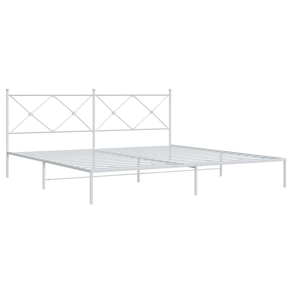 vidaXL Sengeramme i metall med hodegavl hvit 193x203 cm