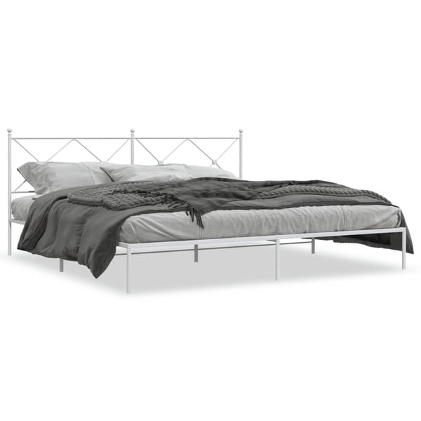vidaXL Sengeramme i metall med hodegavl hvit 193x203 cm
