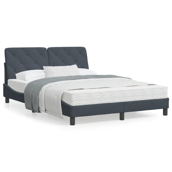 vidaXL sengeramme med LED uden madras 140x200 cm velour mørkegrå