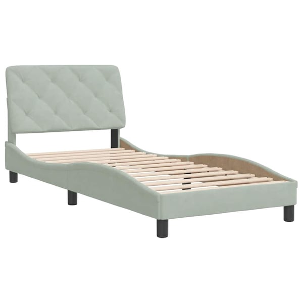 vidaXL Bed Frame without Mattress Light Grey 90x190 cm Velvet