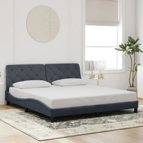 vidaXL Bed Frame with LED without Mattress Dark Grey 180x200 cm Velvet