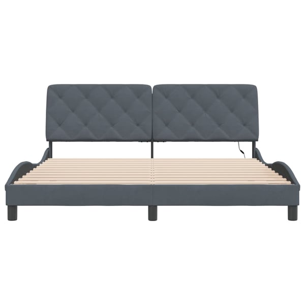vidaXL Bed Frame with LED without Mattress Dark Grey 180x200 cm Velvet