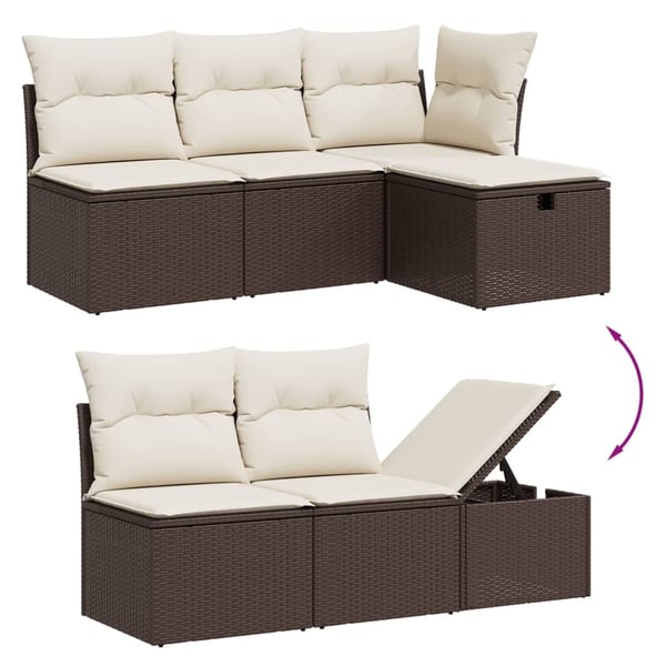 vidaXL sofasæt til haven 6 dele med hynder polyrattan brun