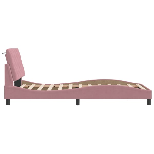 vidaXL sengeramme med LED uden madras 100x200 cm velour pink