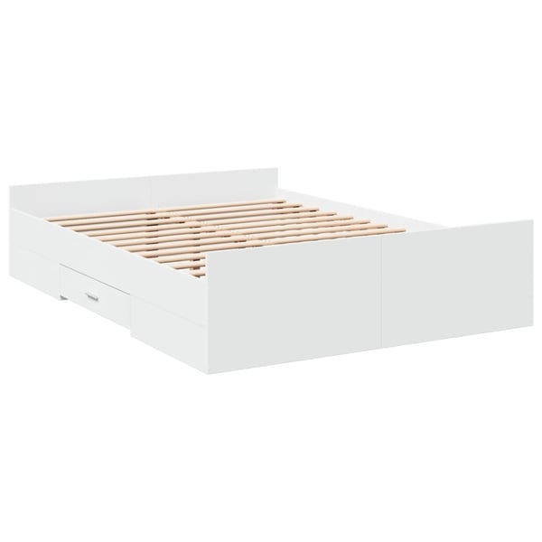 vidaXL Sengeramme med skuffer hvit 120x200 cm konstruert tre