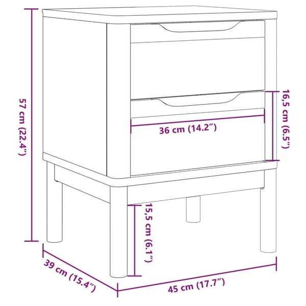 vidaXL Nattbord voksbrun 45x39x57 cm heltre furu