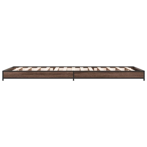 vidaXL sengeramme 75x190 cm konstrueret træ og metal brun egetræsfarve