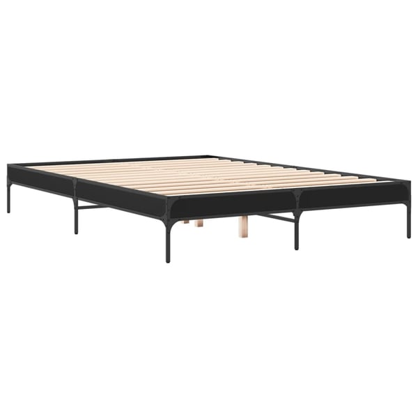 vidaXL sengestel 150x200 cm konstrueret træ og metal sort