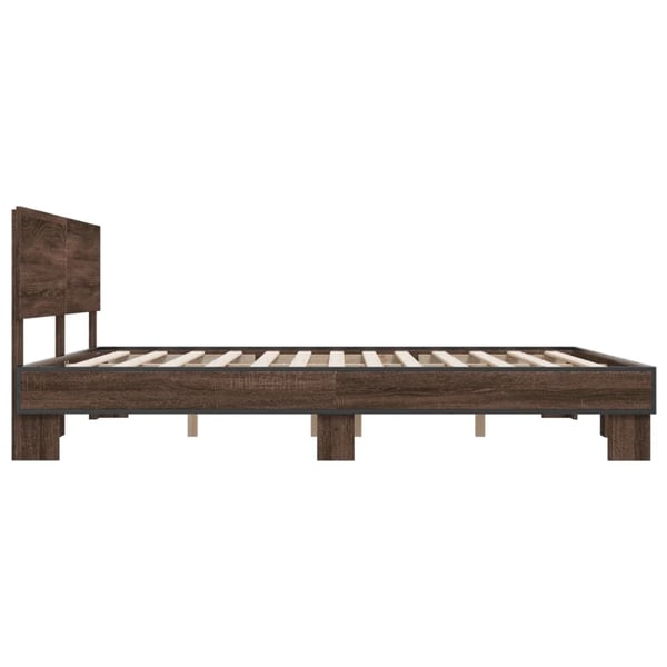 vidaXL Sengeramme brun eik 200x200 cm konstruert tre og metall
