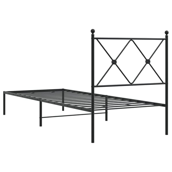 vidaXL Sengeramme i metall med hodegavl svart 75x190 cm